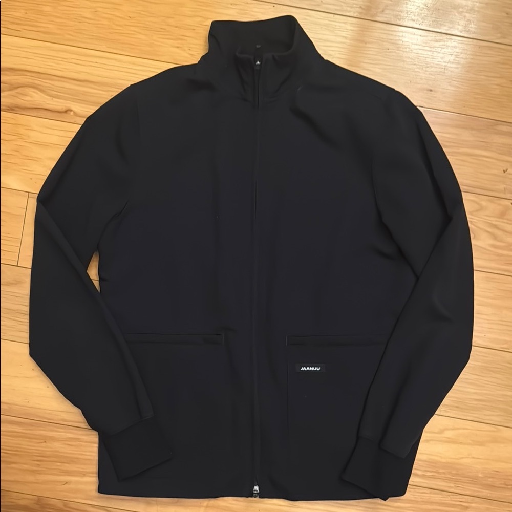 Jaanuu Black Lightweight Shirt Jacket with Mock Neck